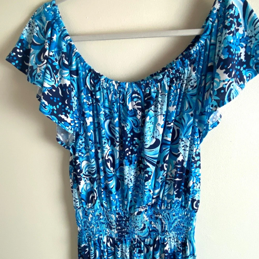 Lilly Pulitzer Clarette Agua Flutter Sleeve Summer Dress NWOT - Picture 3 of 10